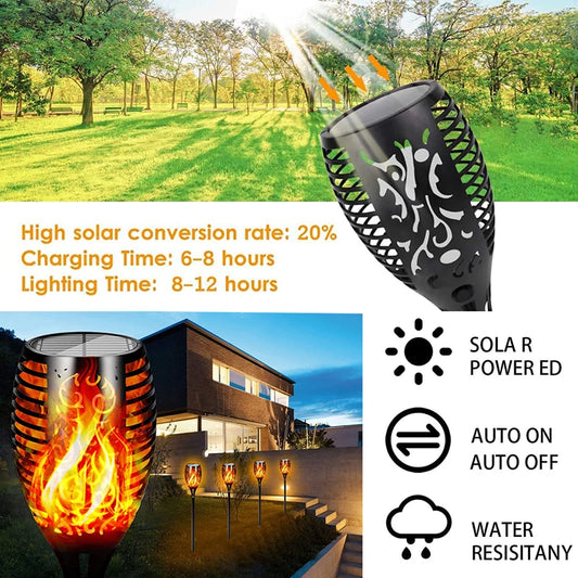 Lampada Solare Effetto Fiamma 96 LED – Atmosfera Magica in Giardino
